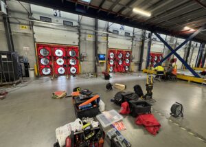 Test d'étanchéité à l'air de la base logistique Action à La Bastide-Saint-Pierre